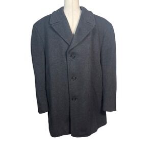 Jacob Siegel Mens 44S Charcoal Grey Wool Blend 3-Button Car Coat Overcoat‎ K1188
